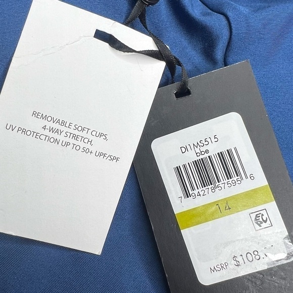 DKNY Women's Blue Stretch Moderate Coverage Peek-a-boo One Piece Swimsuit - Picture 9 of 10